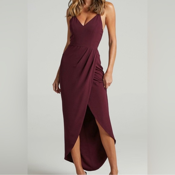 showpo burgundy dress Judee Midi Dress